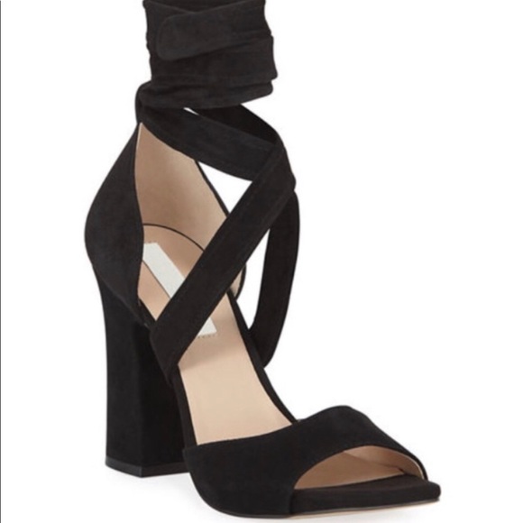 Karl Lagerfeld Shoes - Karl Lagerfeld Racha Suede Ankle Wrap Block Heels